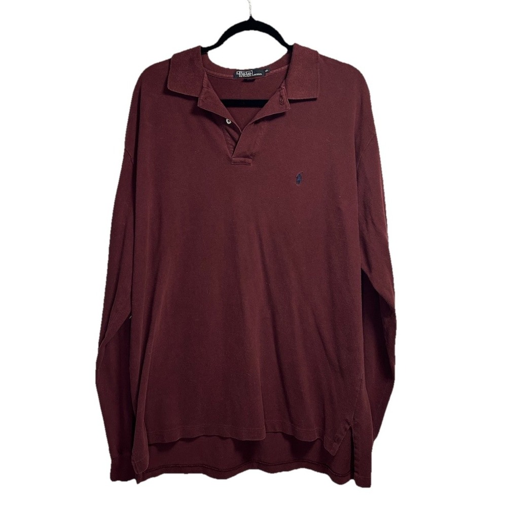 Vintage Polo Ralph Lauren Rugby Shirt Men's XL Maroon Pony Preppy College